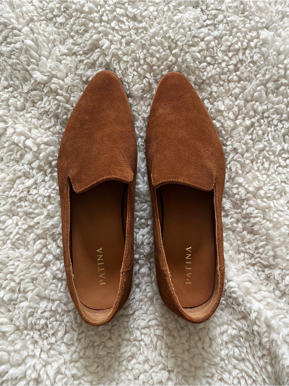 Portland Leather Patina Pointed Toe Suede Loafers in Cognac Brown - Picture 2 of 7